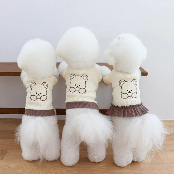 Cute Couple Clothes Dresses Waffle Cat Dog Shirt Puppy Pet Skirt Clothing For Dogs Cats Chihuahua Yorkie