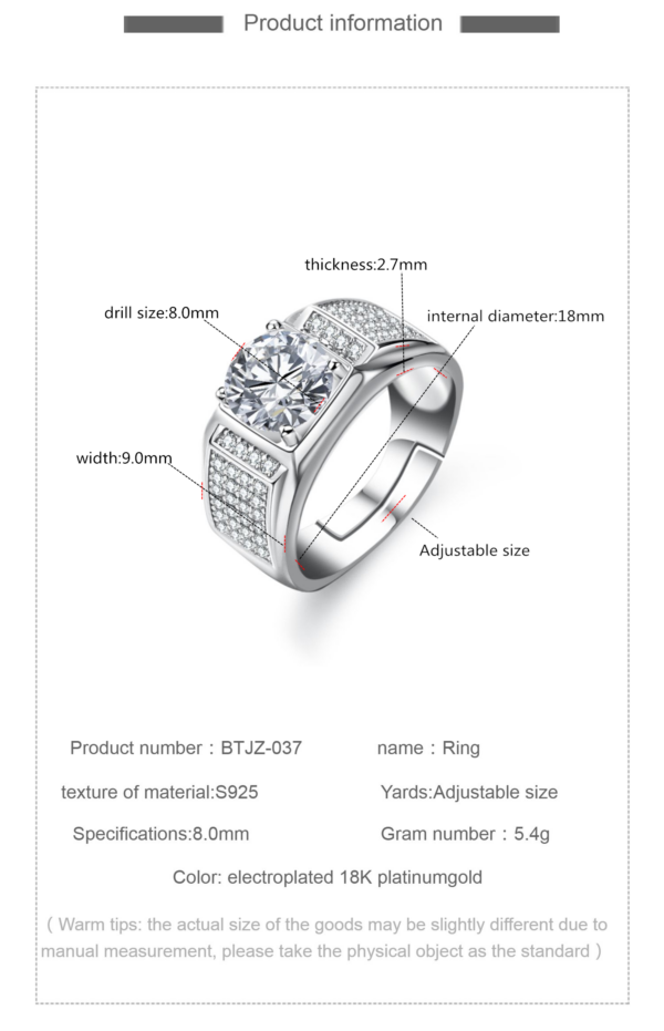 d449896d4990fe94 Business temperament GRA ring two caramosanshi heart eight arrow cutting fashion domineering star diamond man jewel