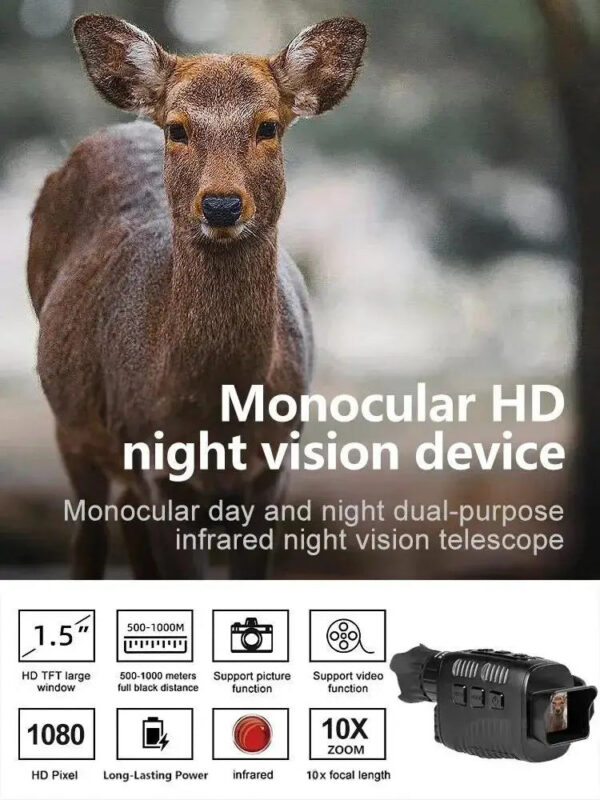 d4678a3f7de9298f Monocular Vision Device 1080P HD Infrared 5X Digital Zoom Hunting Telescope Outdoor Day Night Dual Use 100% Darkness 800m