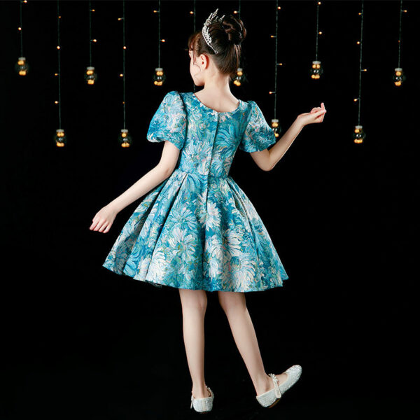 Baby wedding Party Dress Round neck printing princess Teens Kids Dresses Pageant Gown Girls dress Children’s wear