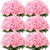 d4783d97c45b4e2c 50 Pcs Artificial Rose Flower Realistic Silk Roses with Stem Bouquet of Flowers Plastic Flowers Real Looking Fake Roses for Home Wedding Centerpieces Party Decorations (Blue)