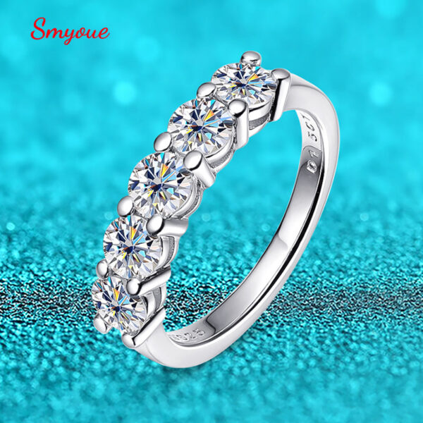 Smyoue White Gold D Color 4mm Moissanite Ring for Women 1.5CT Stone Match Diamond Wedding Band Bride S Sterling Sier GRA