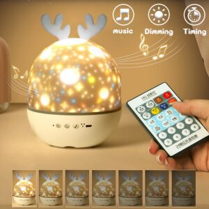d4999a25eb3c6324 NightLights Bedroom Starry Sky Projector Bluetooth Speaker Deer USB Table Desk Lamp Bedside Decor for Kids Baby Birthday Gift