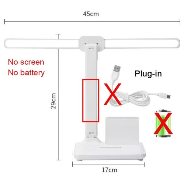 d4a223e4d3b46d22 LED Clock Table Lamp USB Chargeable Dimmable Desk Lamps 2 Heads 180 Rotate Foldable Eye Protection Desktop Reading Night Lights