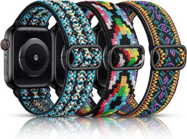d4a6e3ad76118c86 DaQin 3 Pack Elastic Bands Compatible with Apple Watch Band 45mm 44mm 49mm 42mm 41mm 40mm 38mm Women Men, Soft Nylon Solo Loop Straps for Apple Watch SE iWatch Series 9/8/7/6/5/4/3/2/1/Ultra/Ultra 2