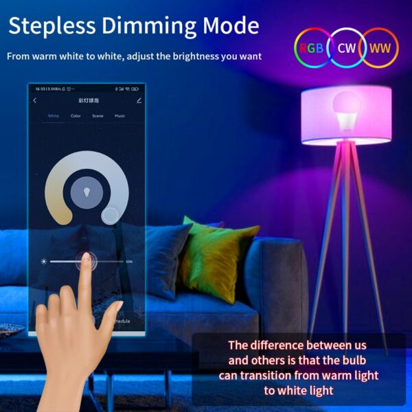 Tuya LED Bulb E27 APP Control Dimmable Light Bluetooth RGB Lamp 220V Bedroom Decoration Party Lighting Smart Life