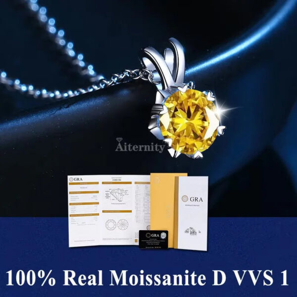 d50952845c91a2ad S925 Sterling Silver High Jewellery 100% Moissanite Pendant Necklace D Colour with GRA Certificate for Ladies' Wedding, Party