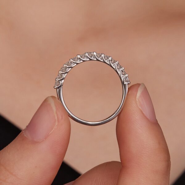 Bamoer U Moissanite Half Eternity Band Round Cut Diamond Sterling Sier Finger Ring Wedding Fine Jewelry Gifts