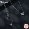 BAMOER Sterling Sier Heart Moissanite Pendant Necklace 0.5CT D Color Brilliant Round Cut Lab Created Diamond for Women