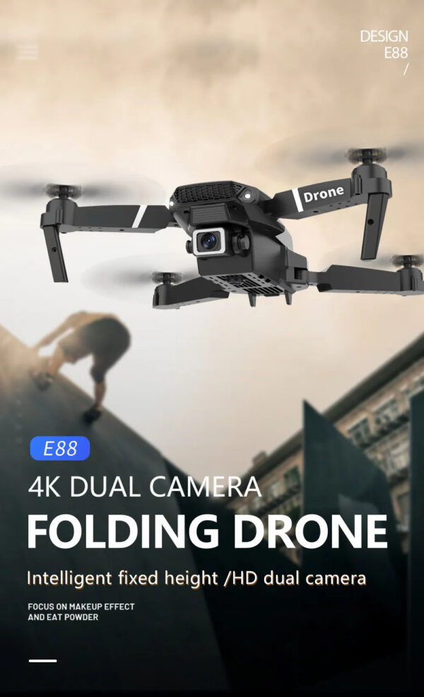 d52dca3fcc41f758 Professional Drone E88 4k wide-angle HD camera WiFi fpv height Hold Foldable RC quadrotor helicopter Camera-free children's toys