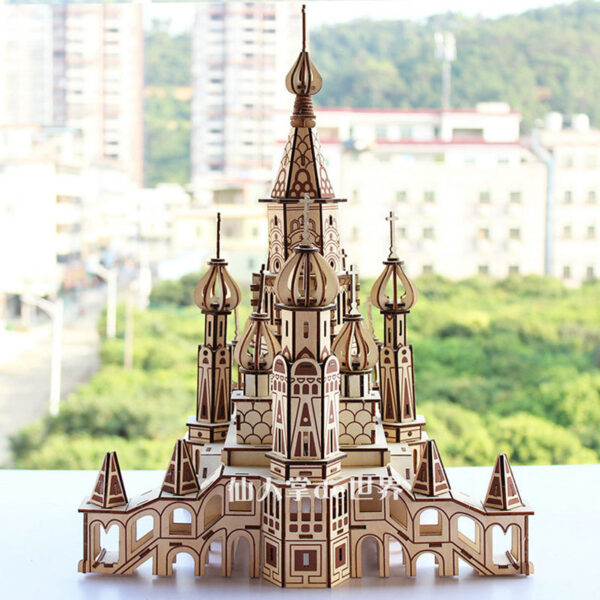 d54509f0528f8478 3D Wooden Puzzle Saint Basil's Cathedral Building House Kits Castle Villa Model Jigsaw Teen DIY Toys For Children Kids Gift