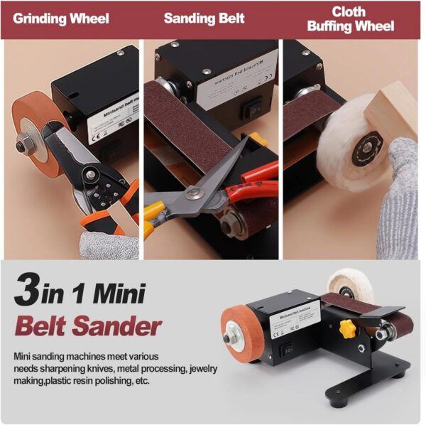 d5475dd83c8faab5 Stand Belt Sander, 350W Stationary Grinder Adjustable Angle Micro Electric Belt Sander with 10-piece sanding belts