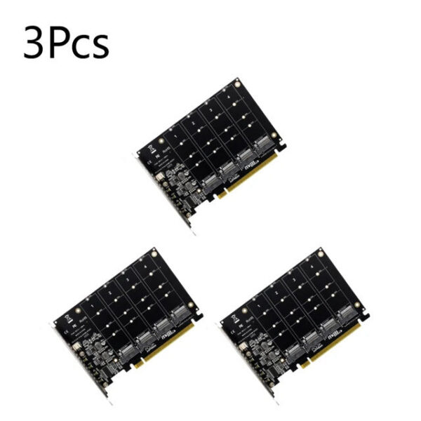 d54c08179d0deb53 4 Port M.2 NVME SSD To PCIE X16 Adapter Converter Support 2230/2242/2260/2280 Host Controller Expansion Card LED Indicator