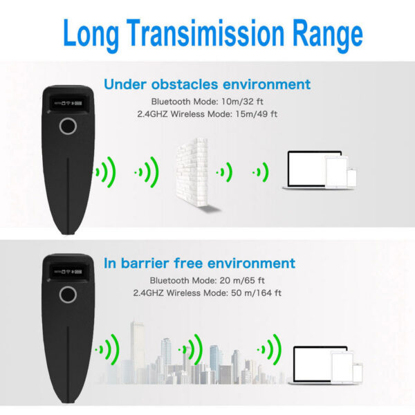 Barcode Wireless 1D 2D Code Scanner USB Bluetooth Mini Pocket QR Reader IOS Android Windows for Mobile Payment
