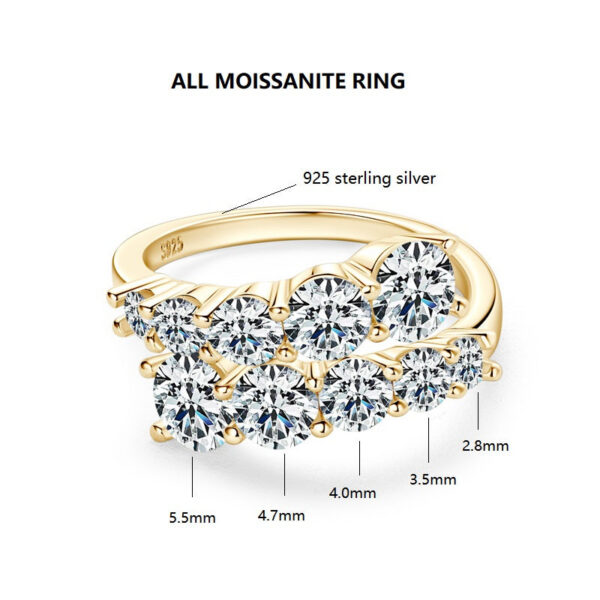 Anziw 3.26cttw Moissanite Wedding Rings Woman Sparkling Diamond Band 10 Stone Engagement Ring Sier Jewelry GRA Certificate