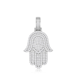 New Moissanite Iced Out Bling Hamsa Hands Pendants Necklaces S Sier Charm For Men Women Hip Hop Jewelry Passed Diamond Test