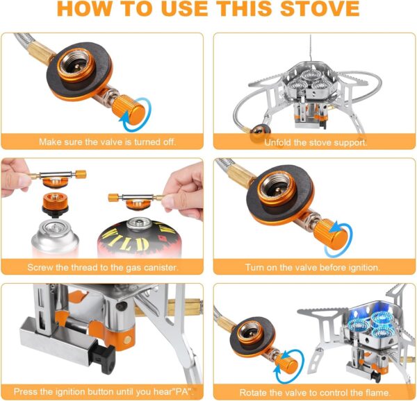 d5a32a1bc871d8fb Adiwo Camping Gas Stove, Windproof Backpacking Burner Cooking Stoves 6800W, Foldable Rocket Camping Stove with Carry Box, Outdoor Camping Gas Burner for Cooking, Hiking, Camping, Trekking, Picnic