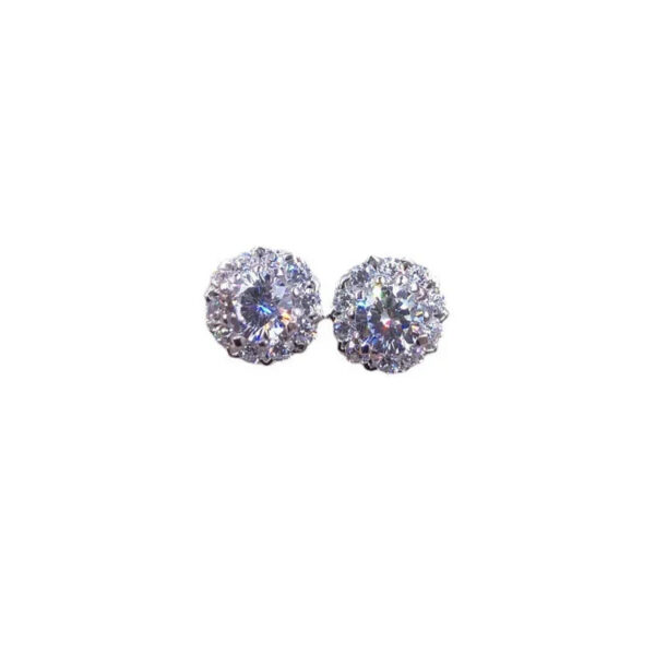 Solid 14K White Gold AU585 Platinum PT950 0.4 Carat Diamond Stud Earrings Moissanite Simple Atmosphere Earrings
