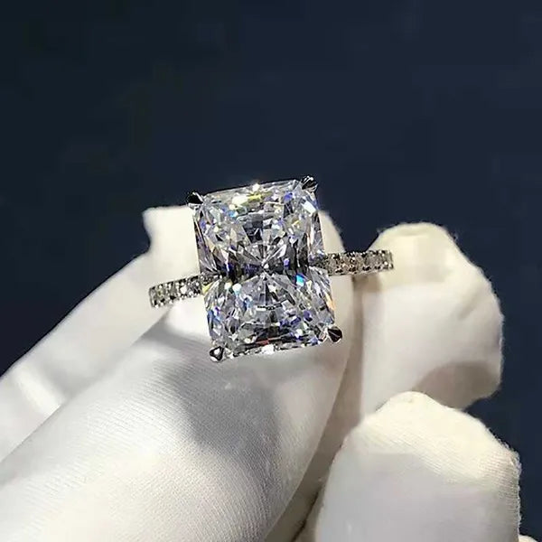 Emerald Cut 2ct Diamond Cz Ring Sterling Sier Promise Engagement Wedding Band Rings for Women Gemstones Party Jewelry Gift