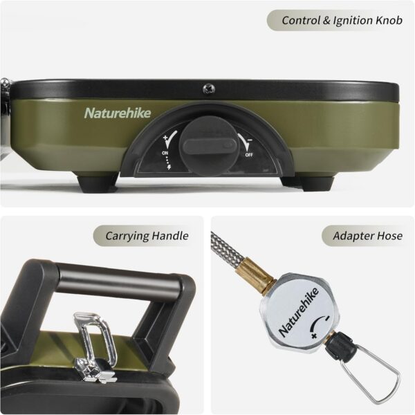 d5c29f0226e6638c Naturehike 2 Burner Folding Camping Stove with Griddle, Portable Camp Isobutane Gas Stove with 16000 BTU Adjustable Burners & Piezo Ignition