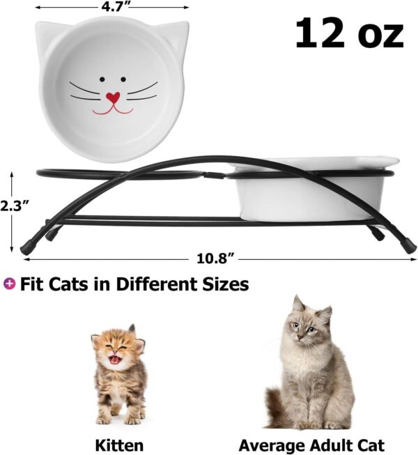 d5c634a6c2ffb392 Y YHY Raised Cat Food Bowls,Pet Bowls with Stand,Ceramic Cat Dog Bowls Elevated,Cute Cat Dishes,12 Ounces,Dishwasher Safe