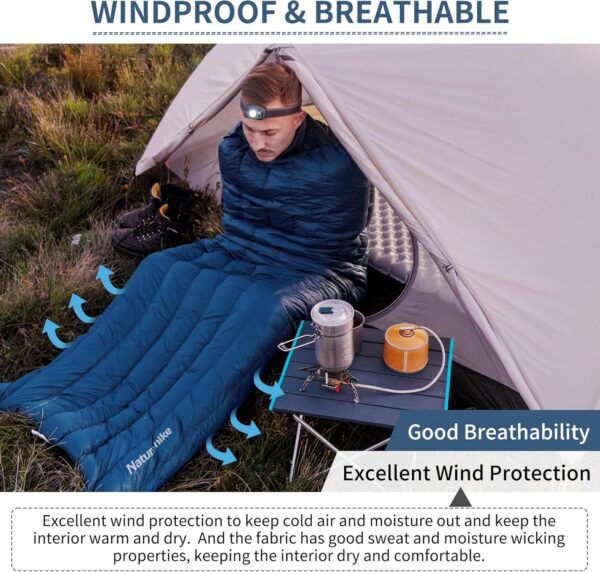Naturehike Ultra Lightweight Envelope Sleeping Bag for Adults, 3-4 Seasons, Waterproof Sleeping Sack for Camping, Hiking, Mountaineering, Indoor, Backpacking, Outdoor, Duck Down