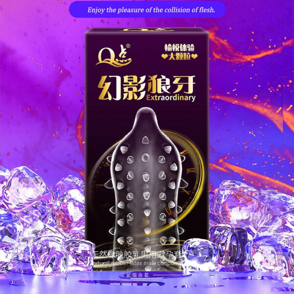 12pcs Large Pellet Condom Wolf's Teeth Barbed  Male Granular Stimulation Women Contraception Penis Sleeves Sex Products Adult