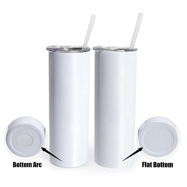 20oz Sublimation Straight Tumblers blank glossy matte glitter white sier Skinny tumbler with lid straw rubber bottom Stainless steel vacuum insulated coffee cup