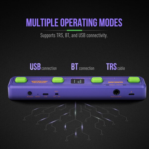 SONICAKE Pocket Control Portable Wireless MIDI Controller 4 Programmable Footswitches, USB Host, Rechargeable Battery Built-in