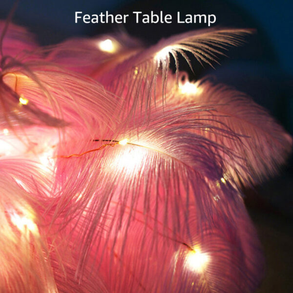 d62df06dcca39de5 LED Feather Table Lamp Night Light USB Operated Remote Control Bedside Lamps For Home Living Room Bedroom Wedding Party Decor