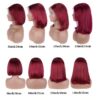 13x4 99J Short Wig Human Hair Dark Red Bury Color Full Frontal Bob Wigs Blunt Cut Bone Straight Front For Black Woman