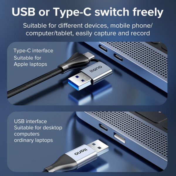 Llano 2 in 1 USB/Type-C Capture Card Game Streaming Recording Device Video Collector 1080P 4K HDMI to USB Type-C Live