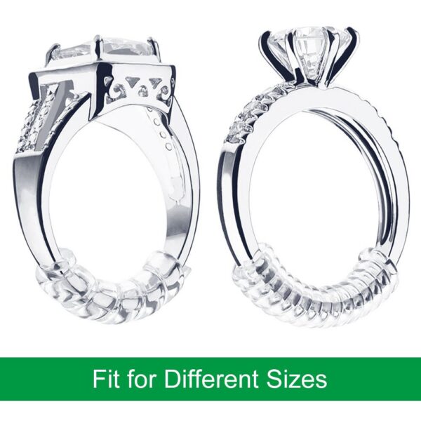 Anpro 15 Pack Size - with 3 Sizes Clear Sizer Adjuster Loose Rings,Spiral Silicone Tightener Set,Invisible Ring Guards(Please See Below Picture for The Steps)