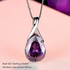 d6468630414e82ee Buyee Sterling Sier Pendant Natural Amethyst Stone Necklace for Woman Girl Wedding Fine Jewelry Chain