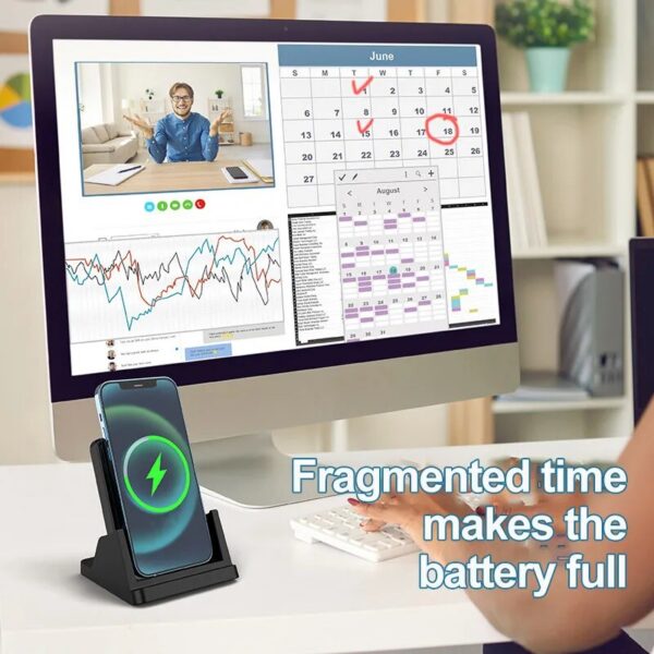 d656b0eae913132e 30W Wireless Charger Pad Stand Desktop Ultra-thin Mobile Phone Fast Charging Dock Station For iPhone 15 14 13 12 Samsung Xiaomi