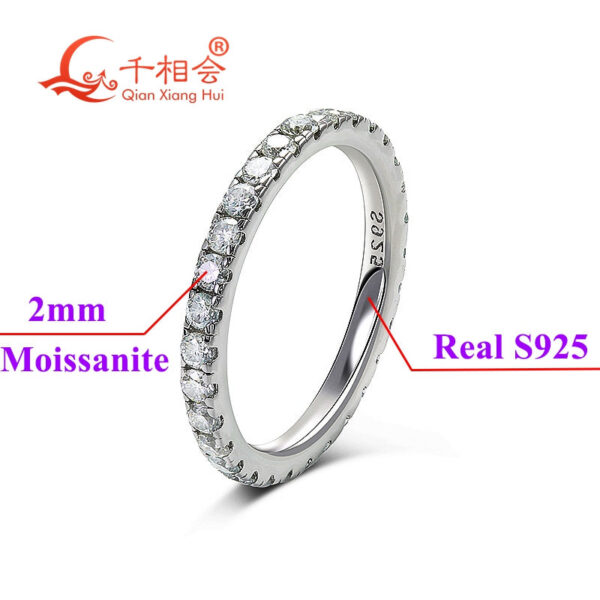 d65c1f83e192b49d solid 2mm Full Eternity Ring Band Sterling Sier white Round Moissanite Diamond Jewelry gift dating party women