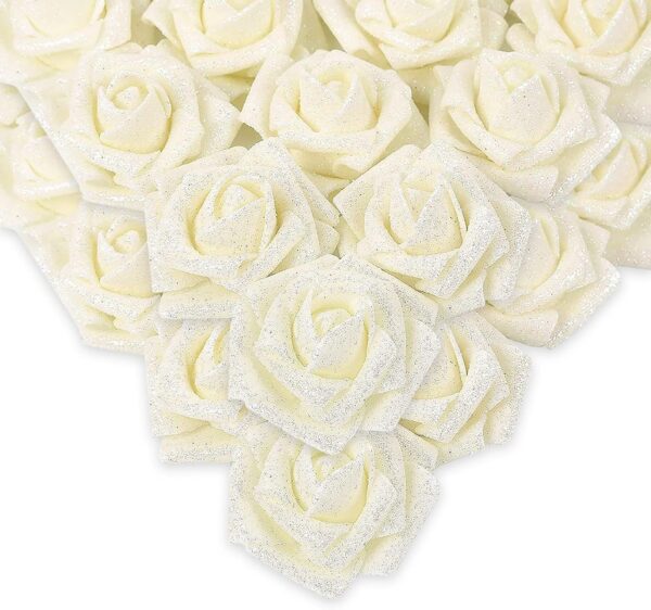 d65ebbfdde043740 IPOPU Artificial Flowers, 25pcs Foam Glitter Roses Glitter Foam Rose Foam Rose with Stem for DIY Wedding Bridal Bouquet Home Party Decoration(Coffee)