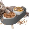 d66c09c2d0d73188 Cat Food Bowls, Elevated Ceramics Dog Cat Bowls Stand with No-Spill Design,3 Adjustable Heights Anti Vomiting Cat Water Bowl,5 inches Raised Bowl for Medium and Small Size Dog Cats