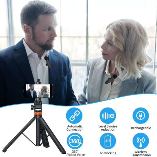d67ae74552396197 IIQ Wireless iPhone iPad, Professional Lavalier Tiny Mic, Mini Microphone for Video Recording Interview Conference Podcast Vlog YouTube