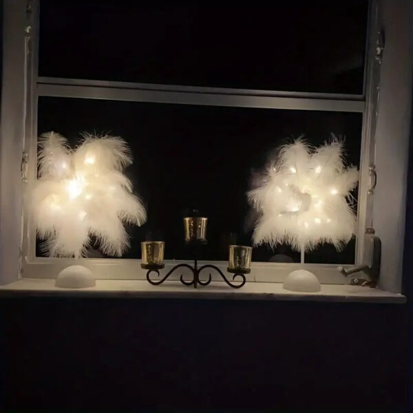 1PC Feather Design LED Table Lamp Kids - Battery-Powered, Portable & Ideal Bedroom Decor for All Ocns