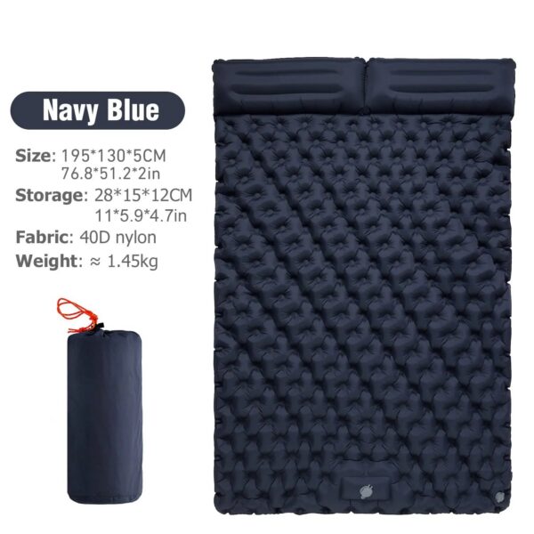 d68b4710f75115a6 WESTTUNE Double Inflatable Mattress with Built-in Pillow Pump Outdoor Sleeping Pad Camping Air Mat for Travel Backpacking Hiking