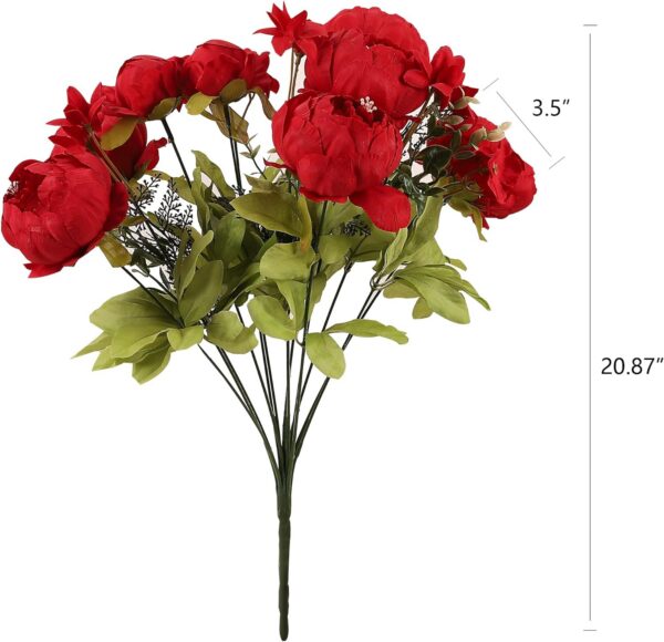 d68b6fb2185c9c56 Duovlo Springs Flowers Artificial Silk Peony Bouquets Wedding Home Decoration,Pack of 1 (Spring Red)