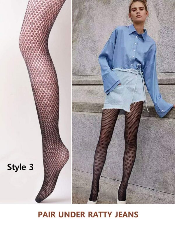 VERO MONTE Women Patterned Fishnet Tights Black Fishnets Net Stockings Pantyhose