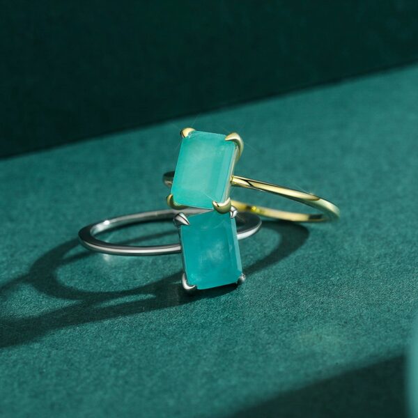 d6a7d1a83261a266 Modian Authentic 925 Sterling Silver Classic Rectangle Tourmaline Paraiba Female Finger Ring For Women Charm Fine Jewelry Anillo