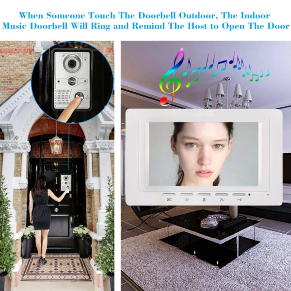 d6c9ff8e68787a33 7 inch Wired Video Doorbell Indoor Monitor IR-CUT Outdoor Camera Visual Intercom Two-way Audio Remote Unlock Video Door Phone
