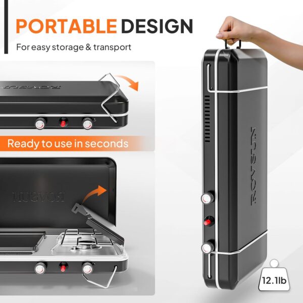 d6e328cba3b99862 ROVSUN 2-in-1 Portable Camping Stove with Grill
