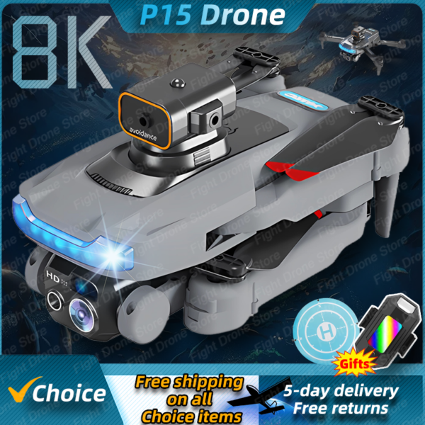 New P15 Mini Drone 8k Profesional 4K HD Camera Obstacle Avoidance Aerial Photography 5G 6Km Foldable Quadcopter Toys Sell Apron
