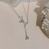 Sterling Sier Hollow Heart Necklace Sparkling Diamond Tassel Pendant Women's Clavicle Chain Wedding Jewelry Accessories