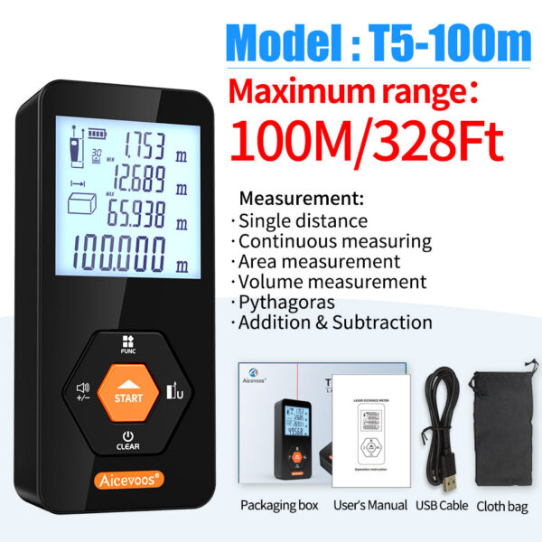 Aicevoos Digital Rangefinder 50M 70M 100M 120M Distance Meter Trena Laser Tape Measure Roulette Range Finder