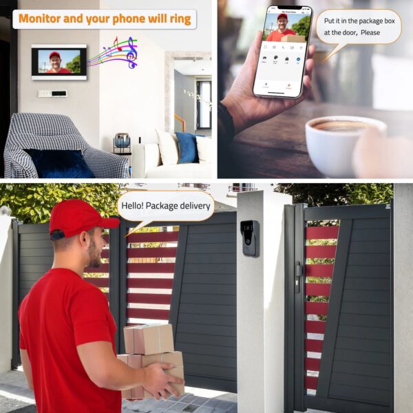 Wireless WiFi Video Intercom System 1080P Smart Video Doorbell for Home Touch Screen with 32G Card 2 Way Audio TUYA APP Unlock